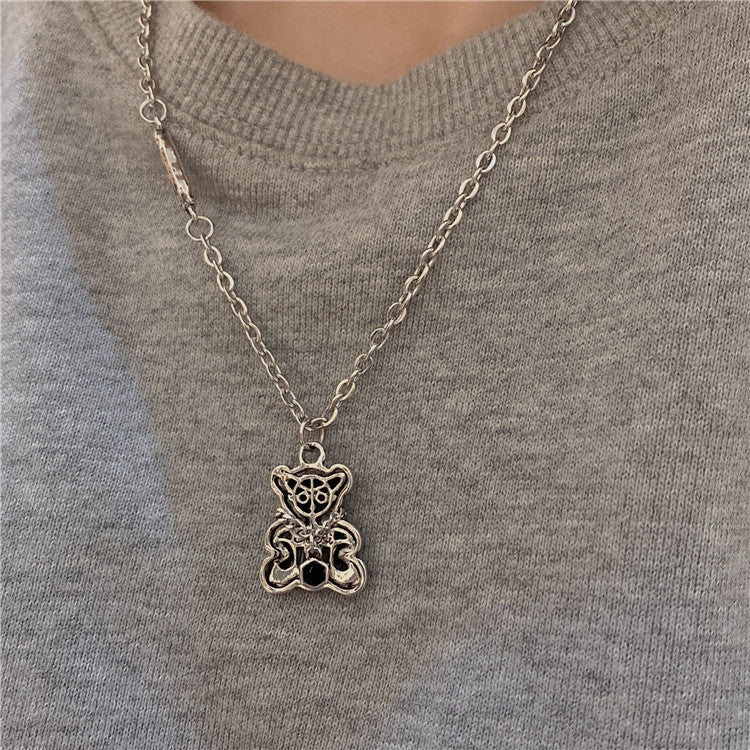 Wholesale Titanium Steel Cute Bear Necklaces